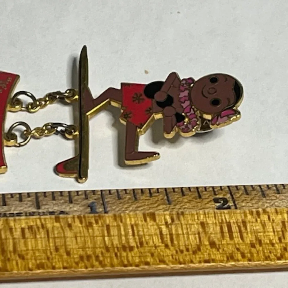 Disney Dangling Surfer Doll w/Ukulele Small World Trading Lapel Hat Vest Pin